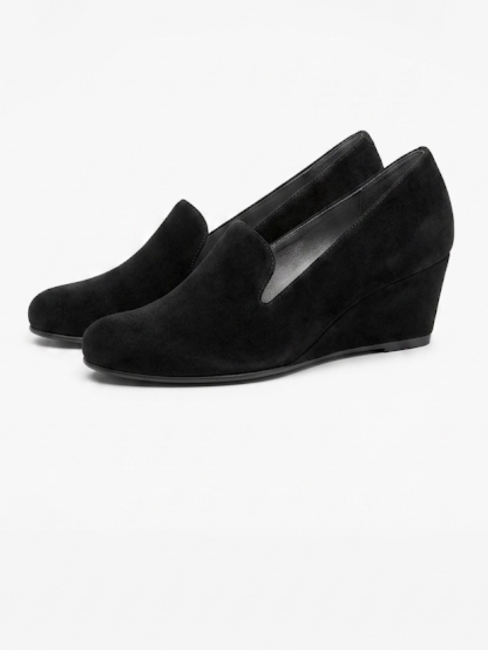 Stuart Weitzman Arise Black Suede Wedge Loafers